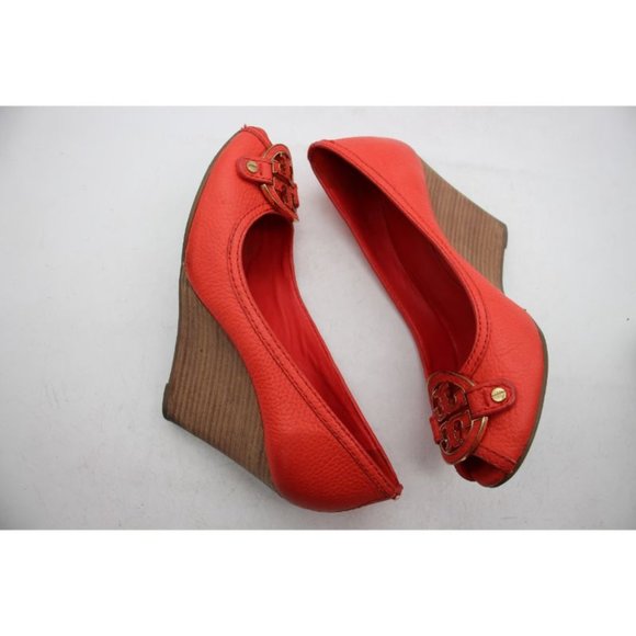 Tory Burch Amanda Women’s Size 7.5 M Leather High Wedge Open Toe Shoes - Picture 7 of 12
